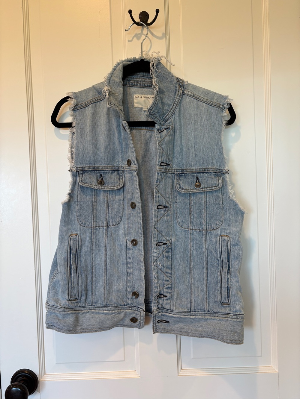 Rag and Bone Distressed Light Wash Denim Vest